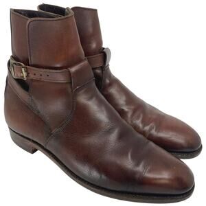 Vintage Brown Leather Harness Ankle Boots Jodhpur Buckle Strap Goodyear Welt 7